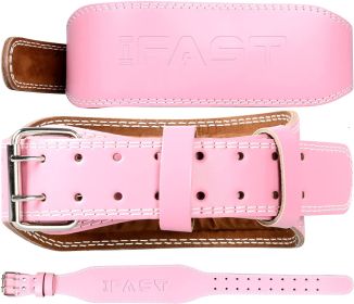 Pink High-quality Genuine Leather Weightlifting Belt. (size: M)