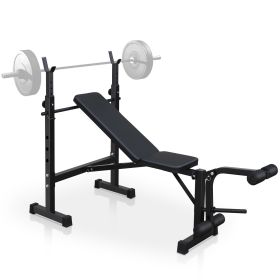 Olympic Weight Bench Press Set with Squat Rack for Home Gym Full-Body Workout. (Color: as Pic)