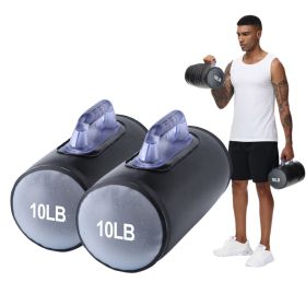 Water Filled Training Weights Set, Travel Weights, Adjustable Weights Dumbbells to 4 Lbs./Pair, for Strength Training. (Weights: 10LB black barrel pair)
