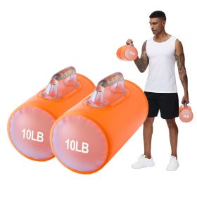 Water Filled Training Weights Set, Travel Weights, Adjustable Weights Dumbbells to 4 Lbs./Pair, for Strength Training. (Weights: 10LB orange barrel pair)