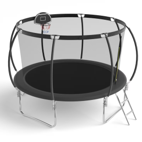 12 FT TRAMPOLINE BLACK PUMPKIN-STYLE (Color: Black)